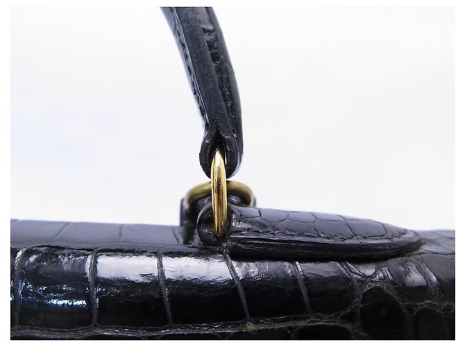 Hermès Kelly 35 in raro coccodrillo per collezionisti Nero - vista 5