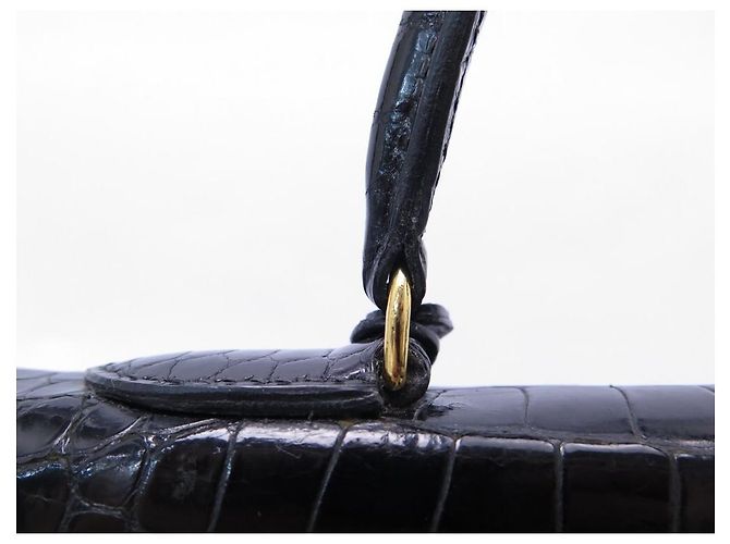 Hermès Kelly 35 in raro coccodrillo per collezionisti Nero - vista 7