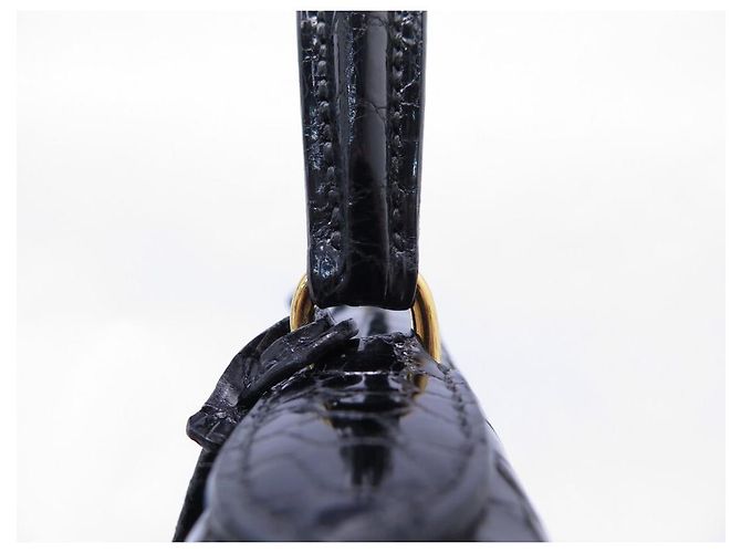 Hermès Kelly 35 in raro coccodrillo per collezionisti Nero - vista 8