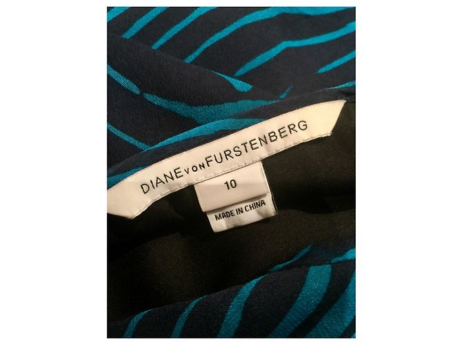 Diane Von Furstenberg Vestido de seda DvF Glenna Azul marino Turquesa - vista 3