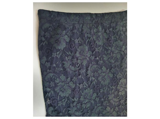 Falda midi de encaje Ganni verde negro - vista 2