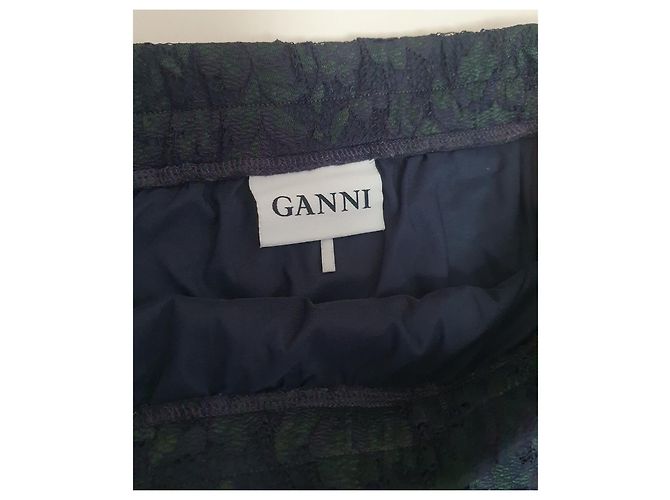 Falda midi de encaje Ganni verde negro - vista 3