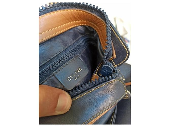 Céline Celine Paris borsa tracolla Beige Blu scuro - vista 4