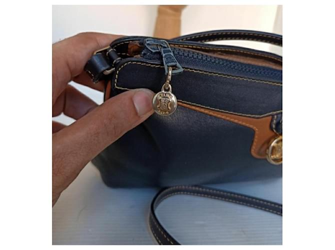 Céline Celine Paris borsa tracolla Beige Blu scuro - vista 5