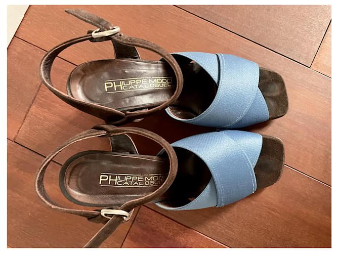 Sandali con zeppa Philippe Model blu jeans - vista 2