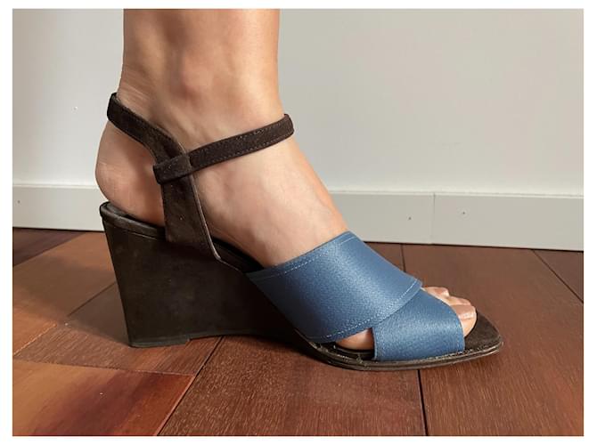 Sandali con zeppa Philippe Model blu jeans - vista 3