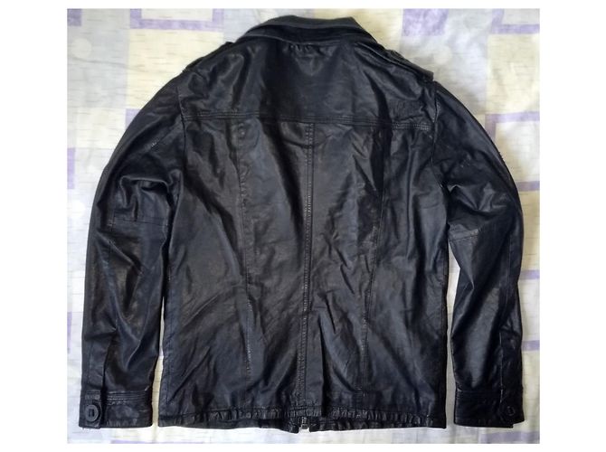 Superdry Berühmte schwarze Lederjacke im Militärstil von BRAD - Ansicht 4