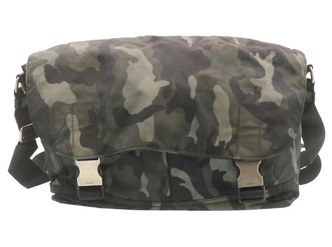 PRADA Borsa a tracolla Camouflage Nylon Grigio Auth ar4613 - vista 2
