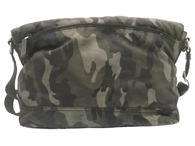 PRADA Borsa a tracolla Camouflage Nylon Grigio Auth ar4613 - vista 3