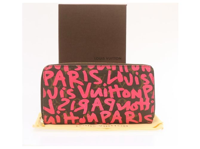 Zippy LOUIS VUITTON Portafoglio con zip e monogramma Graffiti Rosa M93710 LV Auth ar4814 - vista 23