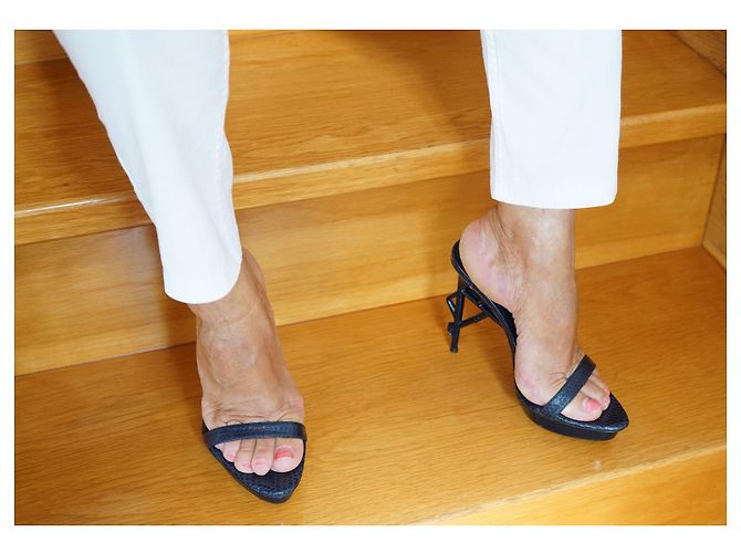 Sandali Jil Sander in pelle di serpente blu notte 35 Blu navy - vista 12