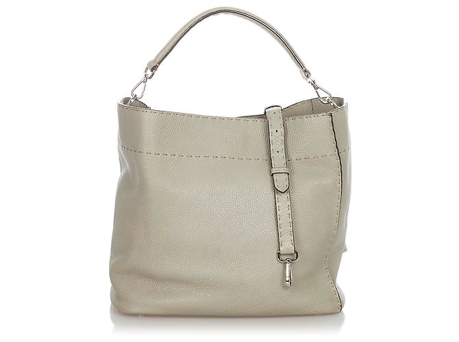 Fendi Selleria Ledertasche in Grau - Ansicht 9