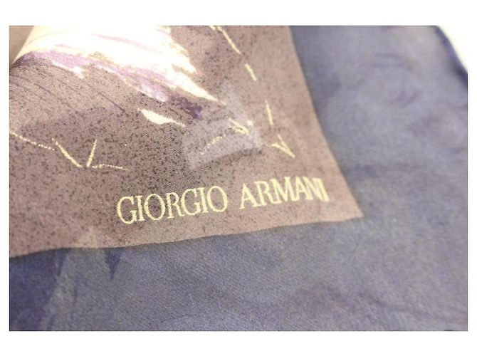 Giorgio Armani Marrone Blu Navy Beige Rosa Floreale 100% Sciarpa seta - vista 4