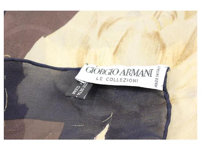 Giorgio Armani Marrone Blu Navy Beige Rosa Floreale 100% Sciarpa seta - vista 5