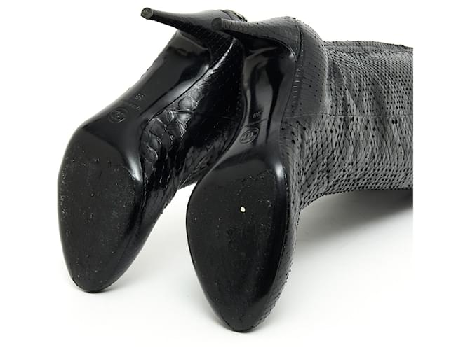 Chanel KNEE HIGH PYTHON BLACK FR37.5 Noir - vue 5