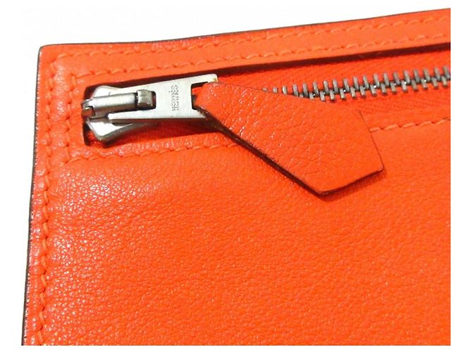 Hermès Bolsa plana de couro hermes Laranja - vista 4