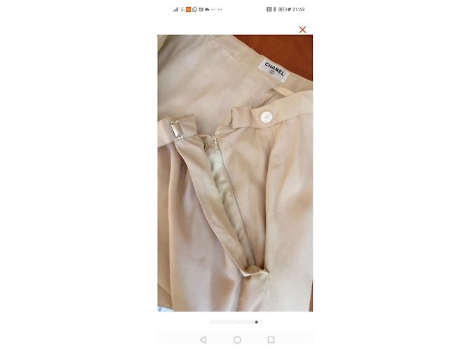 Falda Chanel de seda beige - vista 3