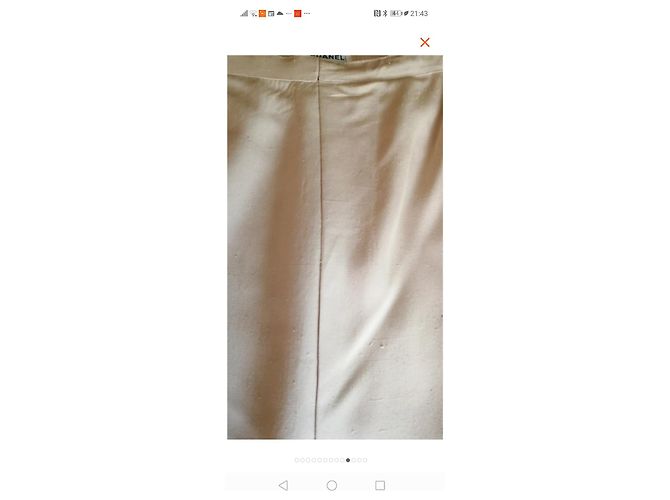Falda Chanel de seda beige - vista 5