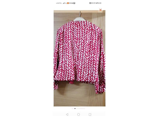 Autre Marque Conjunto de saia e casaco Lori's Azzaro em seda branco e vermelho escuro Bordeaux - vista 2