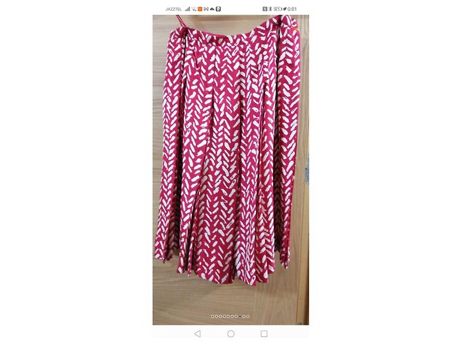 Autre Marque Conjunto de saia e casaco Lori's Azzaro em seda branco e vermelho escuro Bordeaux - vista 3