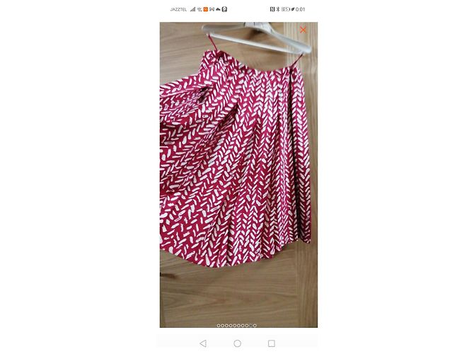 Autre Marque Conjunto de saia e casaco Lori's Azzaro em seda branco e vermelho escuro Bordeaux - vista 5
