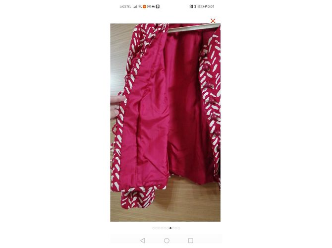 Autre Marque Conjunto de saia e casaco Lori's Azzaro em seda branco e vermelho escuro Bordeaux - vista 6