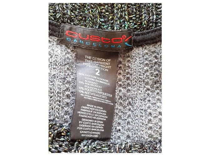 Autre Marque Vestido de algodón elastano y acetato negro gris oscuro verde claro Gris antracita - vista 2