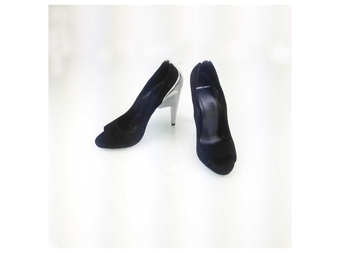 Décolleté a spillo in pelle scamosciata nera bicolore Pierre Hardy e pelle argento 41 Nero - vista 2