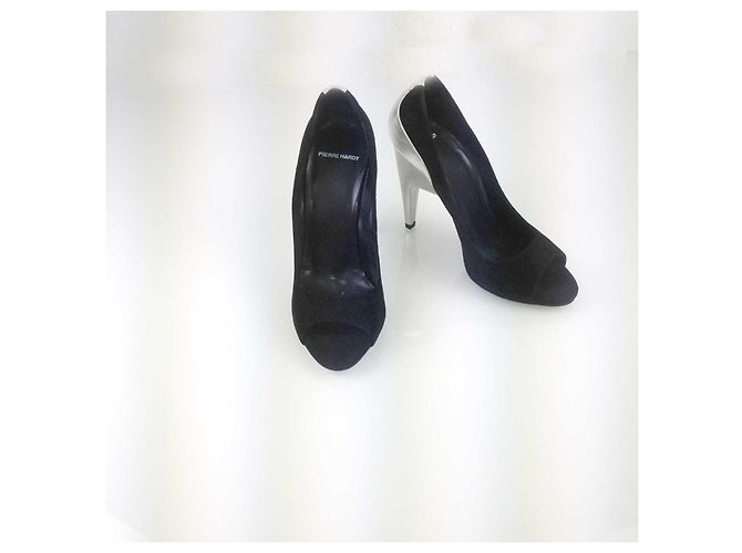 Décolleté a spillo in pelle scamosciata nera bicolore Pierre Hardy e pelle argento 41 Nero - vista 6