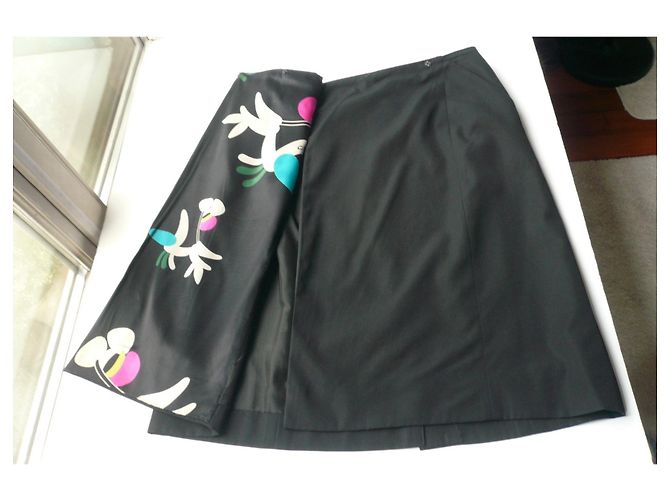 CHANEL Schwarzer Wickelrock mit T-Print-Futter38 - Ansicht 4