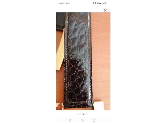 Autre Marque Cinturón Woloch de piel de cocodrilo con hebilla dorada Marrón Oscuro - vista 4