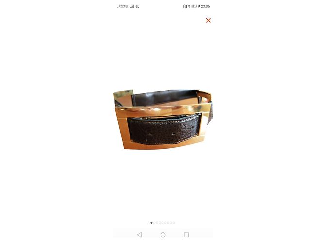 Autre Marque Cinturón Woloch de piel de cocodrilo con hebilla dorada Marrón Oscuro - vista 9