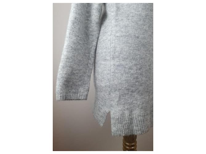 Bruuns Bazaar V-Ausschnitt Pullover grau Wolle Mohair - Ansicht 4