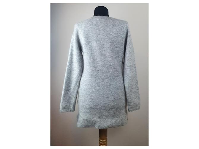 Bruuns Bazaar V-Ausschnitt Pullover grau Wolle Mohair - Ansicht 5