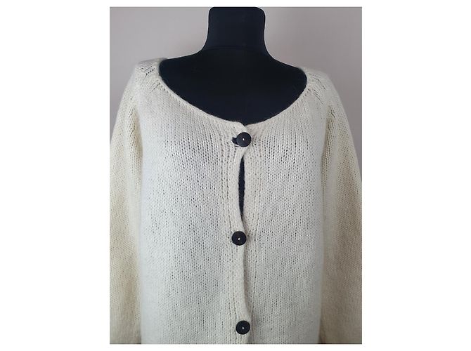 Autre Marque Rabens Saloner Strickjacke Weiß Wolle Alpaka - Ansicht 2