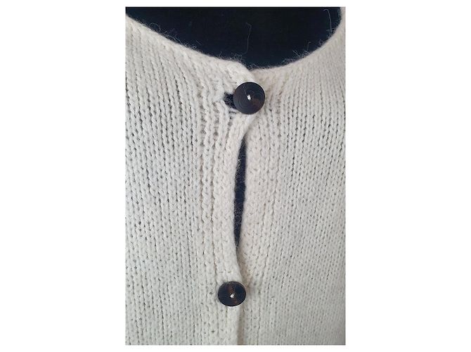 Autre Marque Rabens Saloner Strickjacke Weiß Wolle Alpaka - Ansicht 3