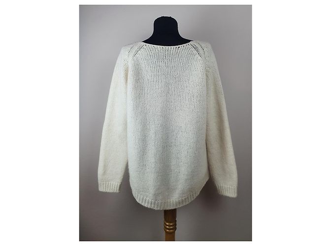 Autre Marque Rabens Saloner Strickjacke Weiß Wolle Alpaka - Ansicht 5