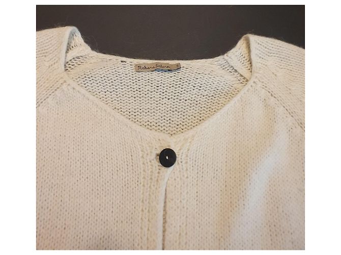 Autre Marque Rabens Saloner Strickjacke Weiß Wolle Alpaka - Ansicht 6