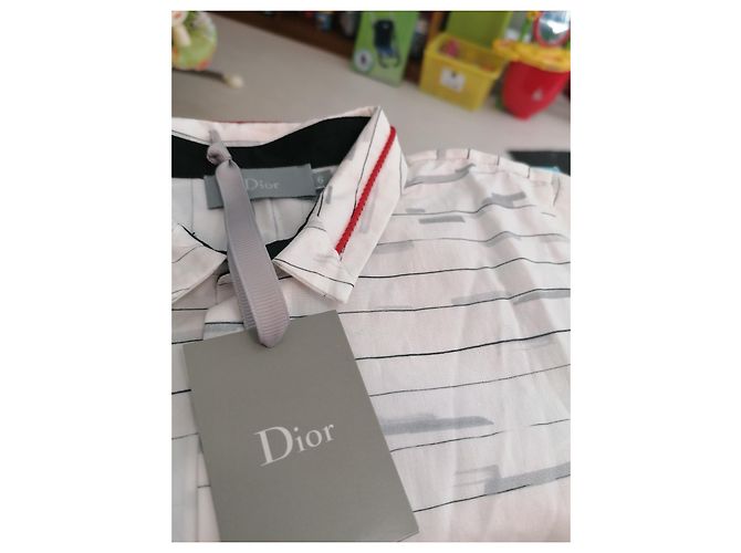 T-shirt Dior en coton blanc et gris - vue 3