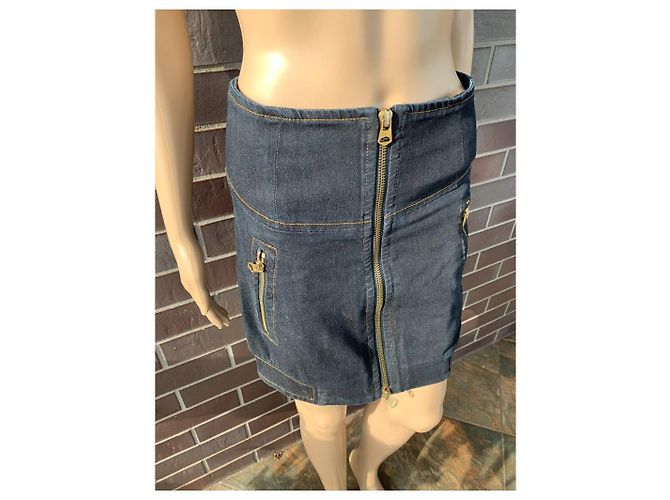 Gonna in denim Armani Exchange blu con zip frontale - vista 2