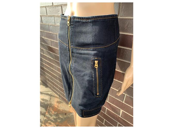 Gonna in denim Armani Exchange blu con zip frontale - vista 3