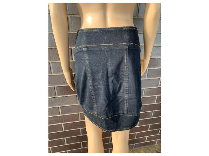 Gonna in denim Armani Exchange blu con zip frontale - vista 4