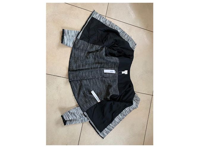 Autre Marque Giacca Chico's Novelty Pieced Nera in Cotone Nero - vista 3