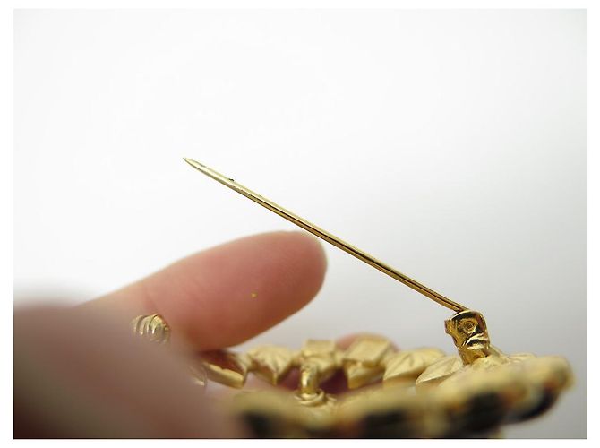 NEUE VINTAGE BROSCHE YVES SAINT LAURENT GOOSSENS FLEUR STRASS GOLD + BROSCHE BOX - Ansicht 4