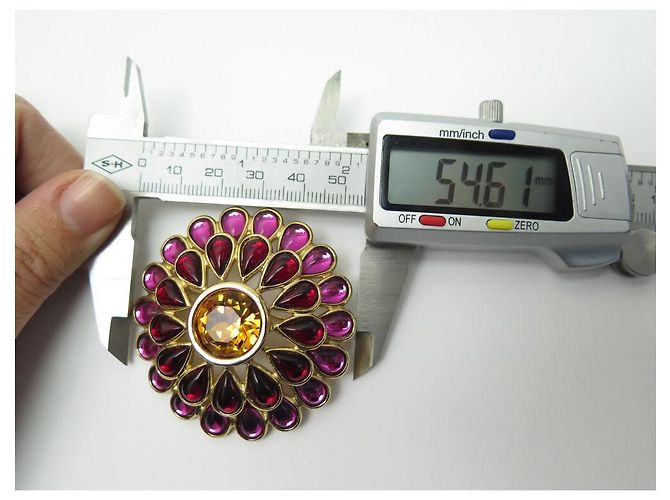 NEUE VINTAGE BROSCHE YVES SAINT LAURENT GOOSSENS FLEUR STRASS GOLD + BROSCHE BOX - Ansicht 6