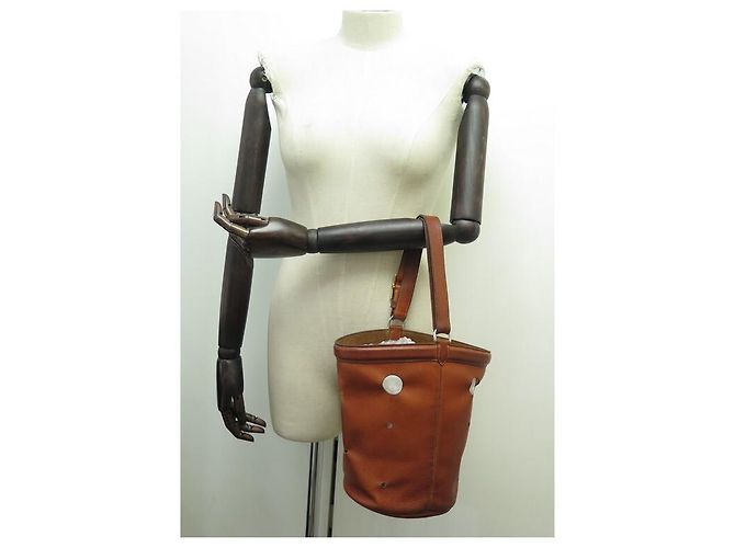 Mangeoire Hermès VINTAGE HERMES EIMER FEEDER EIMER 1950 EPSOM LEDER + NAPOLEON TASCHE SCHAL Braun - Ansicht 10