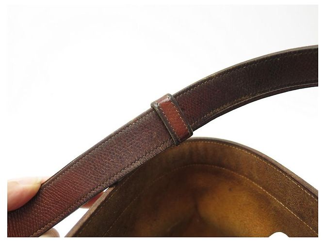 Mangeoire Hermès VINTAGE HERMES EIMER FEEDER EIMER 1950 EPSOM LEDER + NAPOLEON TASCHE SCHAL Braun - Ansicht 13