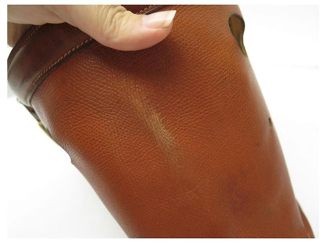 Mangeoire Hermès VINTAGE HERMES EIMER FEEDER EIMER 1950 EPSOM LEDER + NAPOLEON TASCHE SCHAL Braun - Ansicht 18