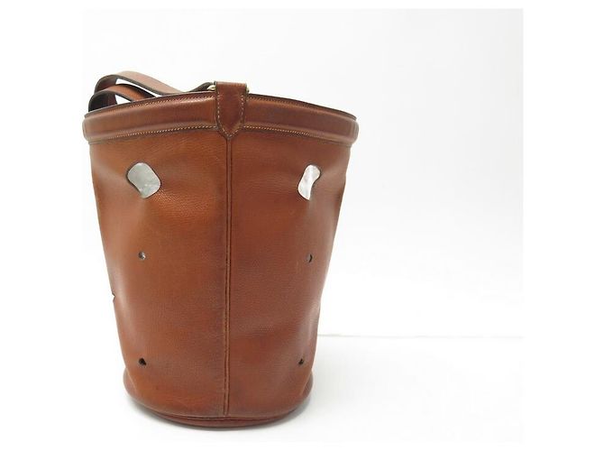 Mangeoire Hermès VINTAGE HERMES EIMER FEEDER EIMER 1950 EPSOM LEDER + NAPOLEON TASCHE SCHAL Braun - Ansicht 3