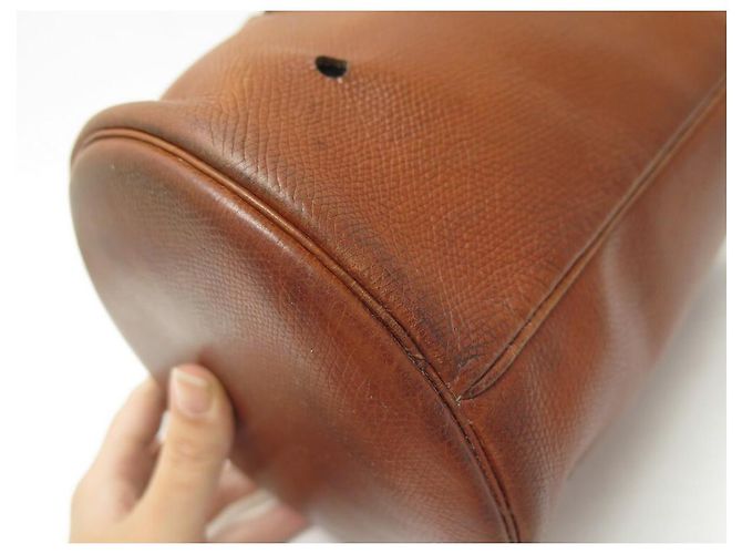 Mangeoire Hermès VINTAGE HERMES EIMER FEEDER EIMER 1950 EPSOM LEDER + NAPOLEON TASCHE SCHAL Braun - Ansicht 6